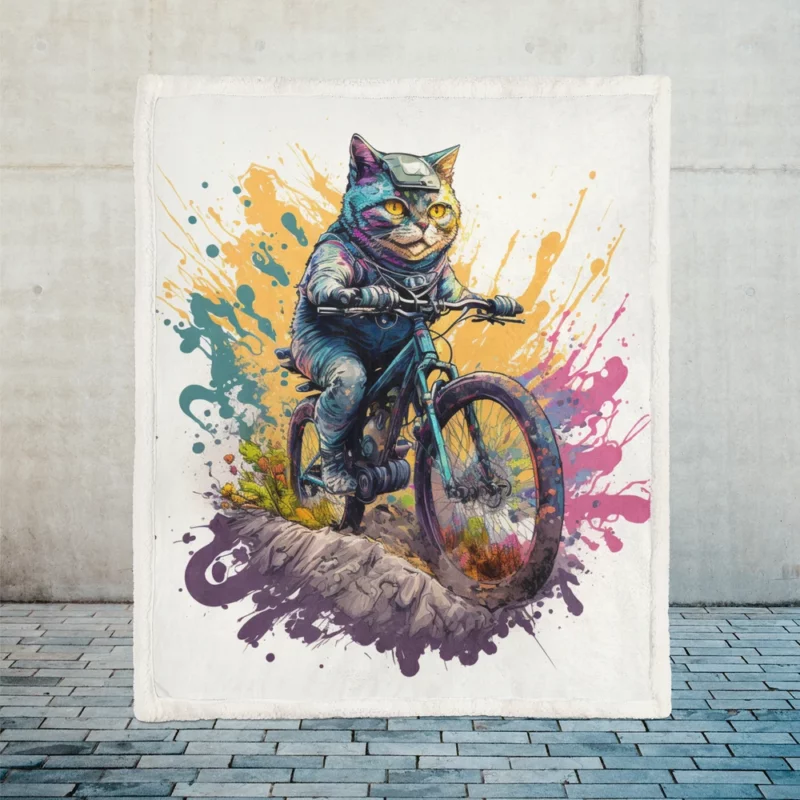 Cat Bike Helmet with Cat Design Sherpa Fleece Blanket