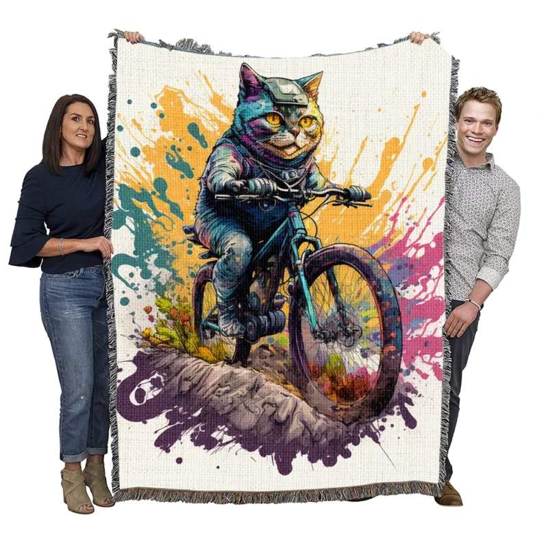 Cat Bike Helmet with Cat Design Woven Blanket