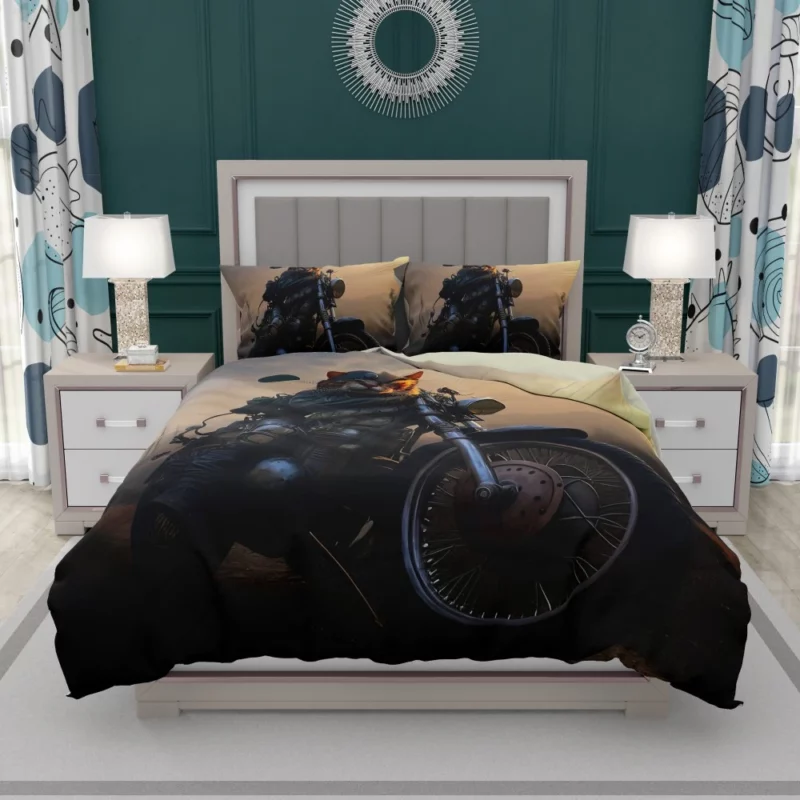 Cat Biker in Full Gear Bedding Set 1