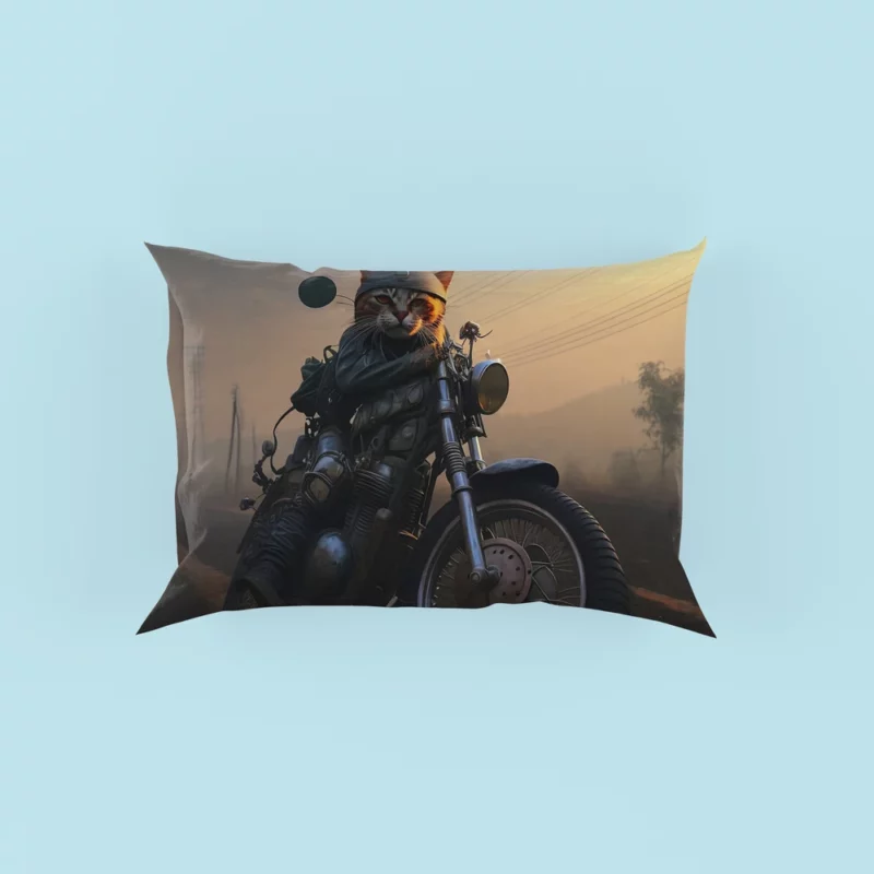 Cat Biker in Full Gear Pillow Cases