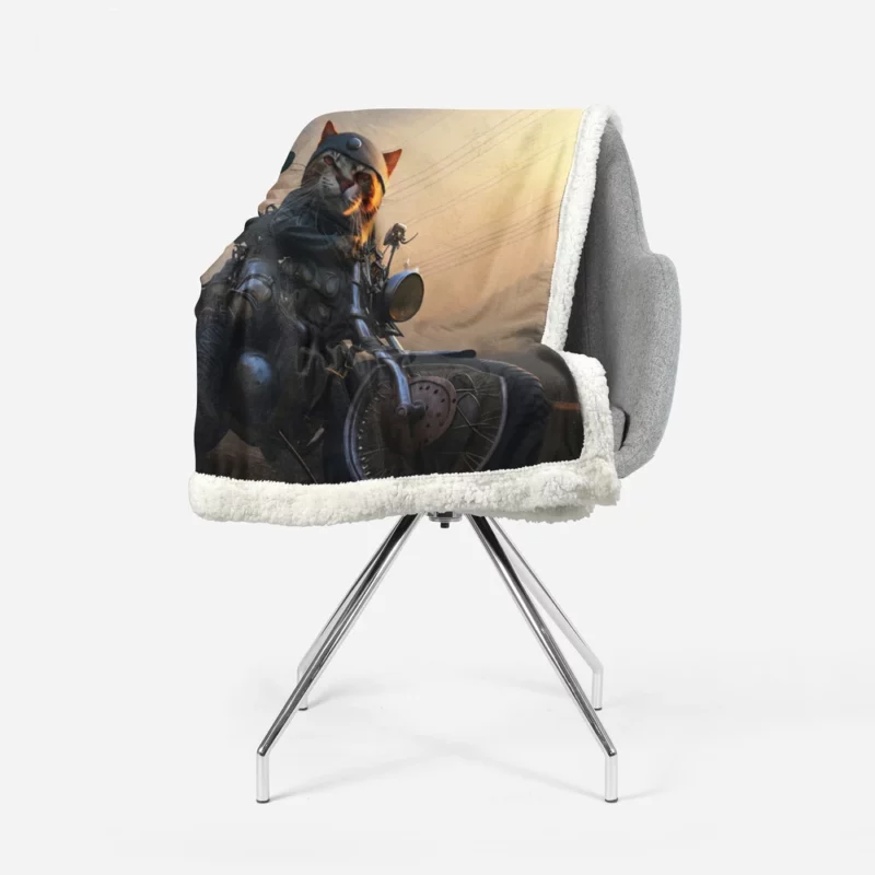 Cat Biker in Full Gear Sherpa Fleece Blanket 1