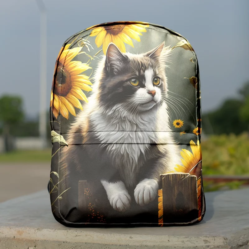 Cat Fence with Sunflowers Backpack