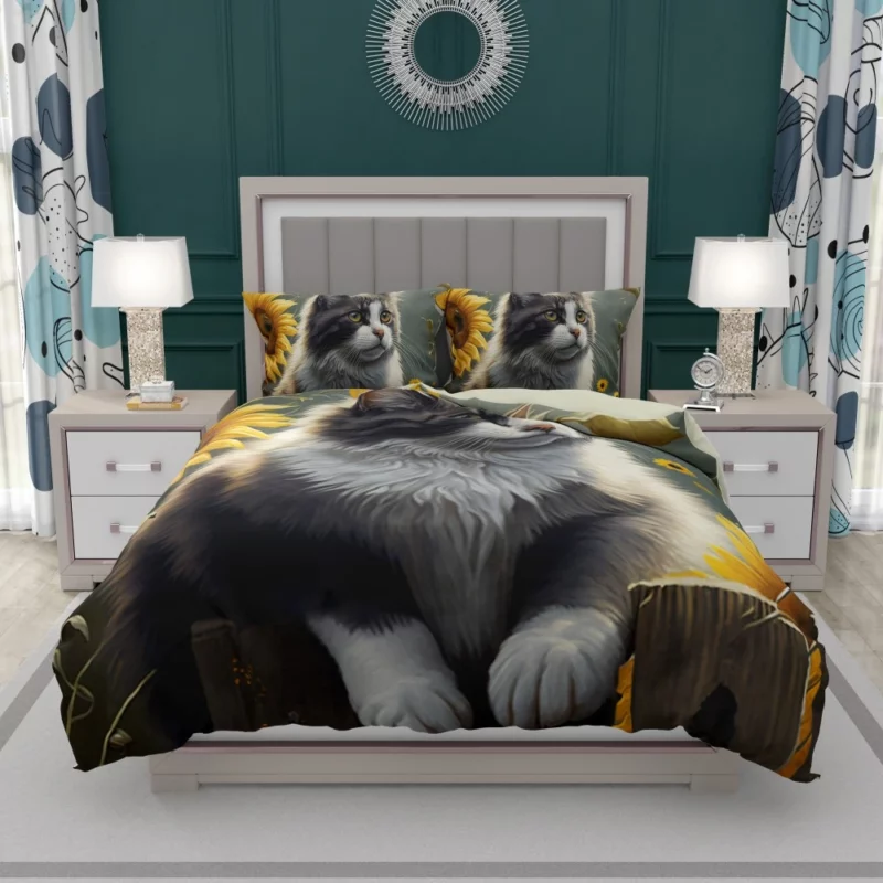 Cat Fence with Sunflowers Bedding Set 1