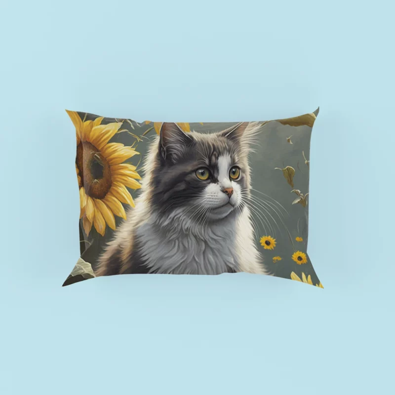 Cat Fence with Sunflowers Pillow Cases