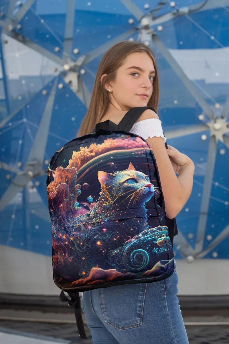 Cat Shaped Sea Coral Art Backpack 2