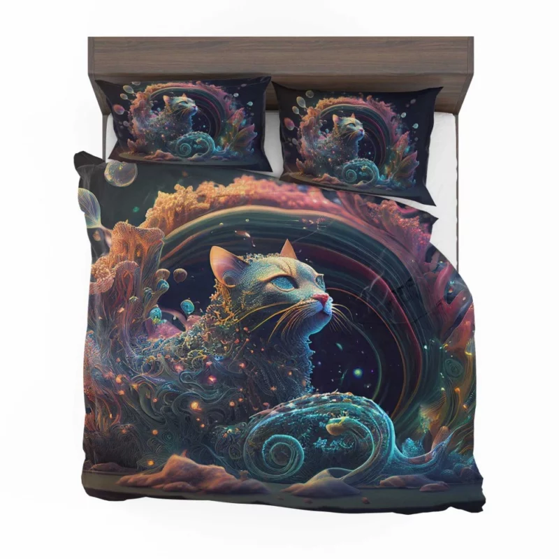 Cat Shaped Sea Coral Art Bedding Set 2