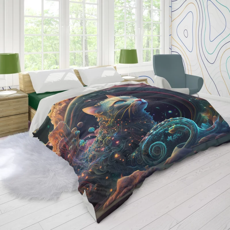 Cat Shaped Sea Coral Art Duvet Cover