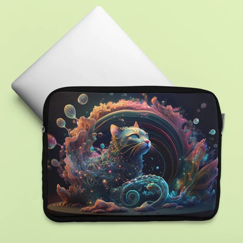 Cat Shaped Sea Coral Art Laptop Sleeve