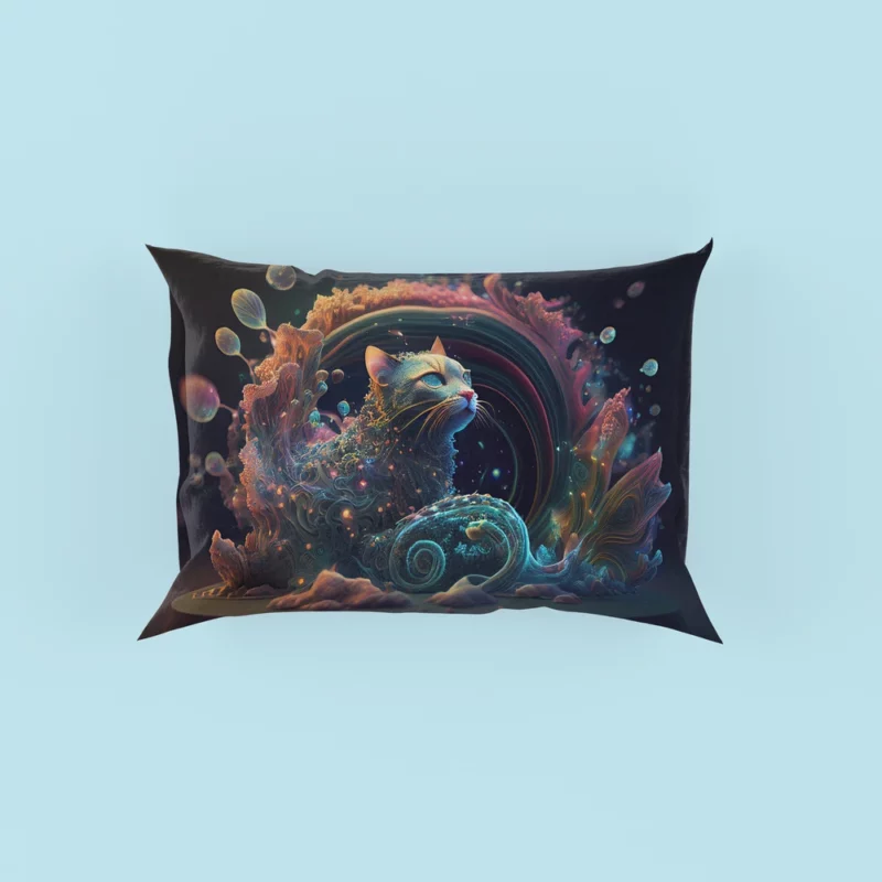 Cat Shaped Sea Coral Art Pillow Cases