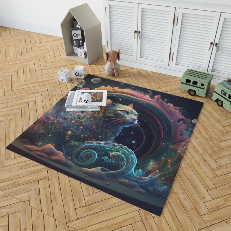 Cat Shaped Sea Coral Art Rug 1