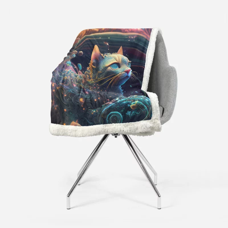 Cat Shaped Sea Coral Art Sherpa Fleece Blanket 1