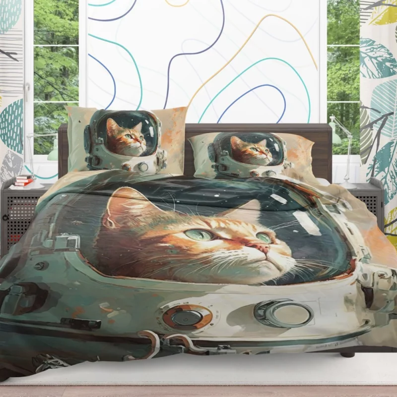 Cat as Astronaut Bedding Set