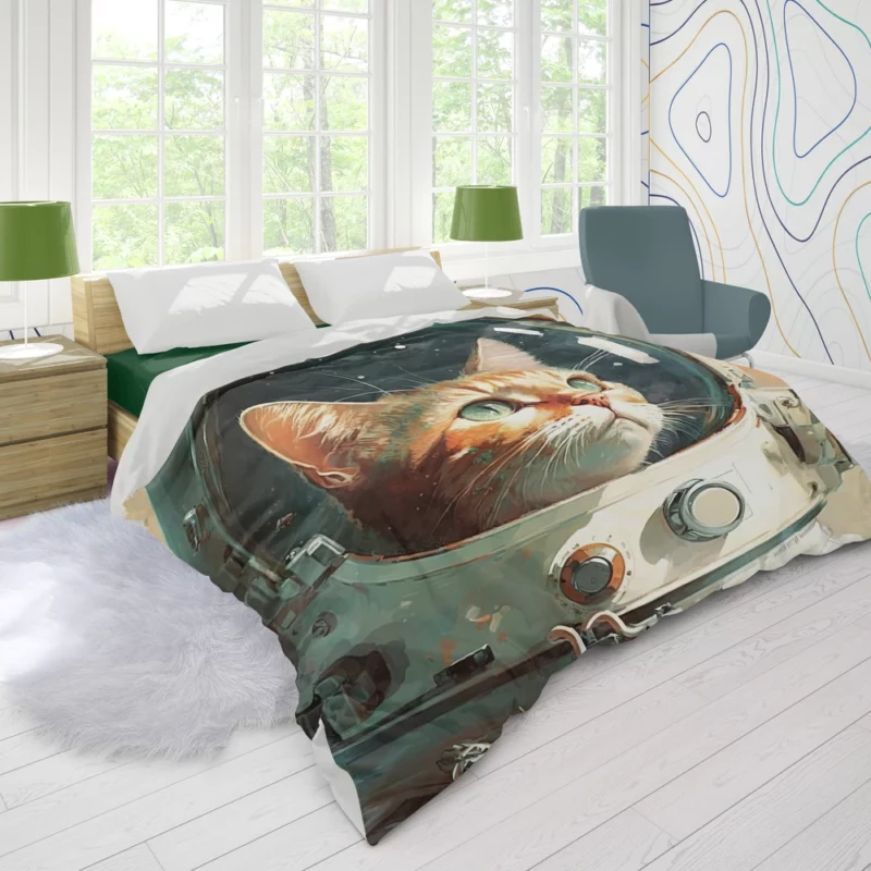 Cat as Astronaut Duvet Cover