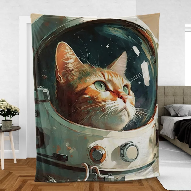 Cat as Astronaut Fleece Blanket