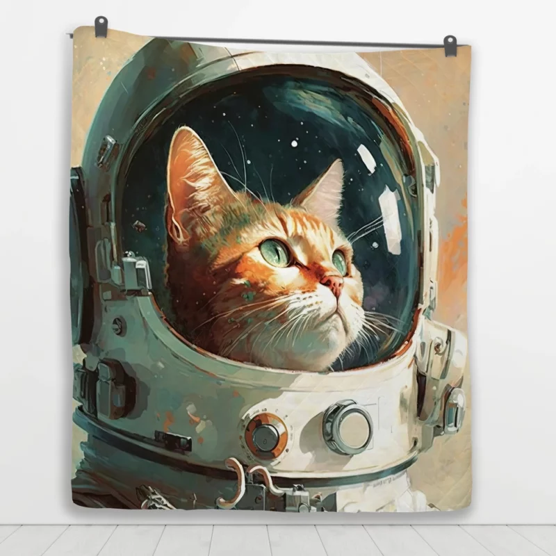 Cat as Astronaut Quilt Blanket 1