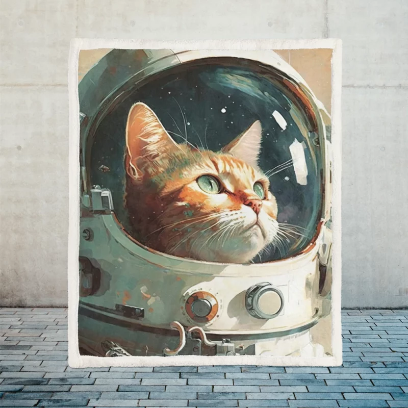 Cat as Astronaut Sherpa Fleece Blanket