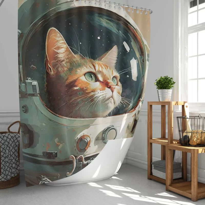 Cat as Astronaut Shower Curtain