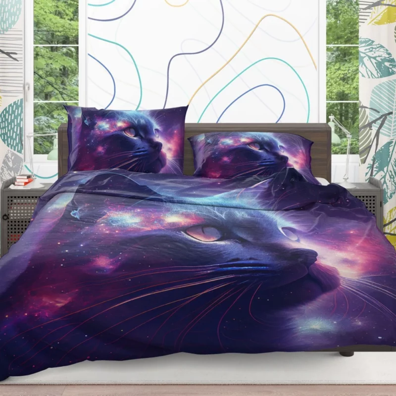 Cat in Night Sky Art Bedding Set