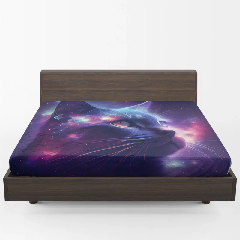 Cat in Night Sky Art Fitted Sheet 1