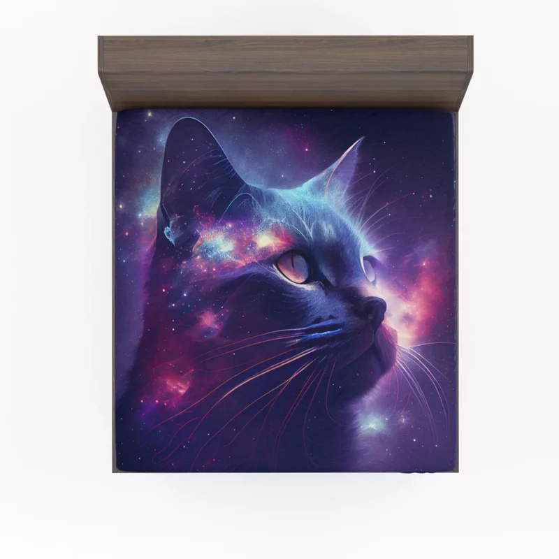 Cat in Night Sky Art Fitted Sheet