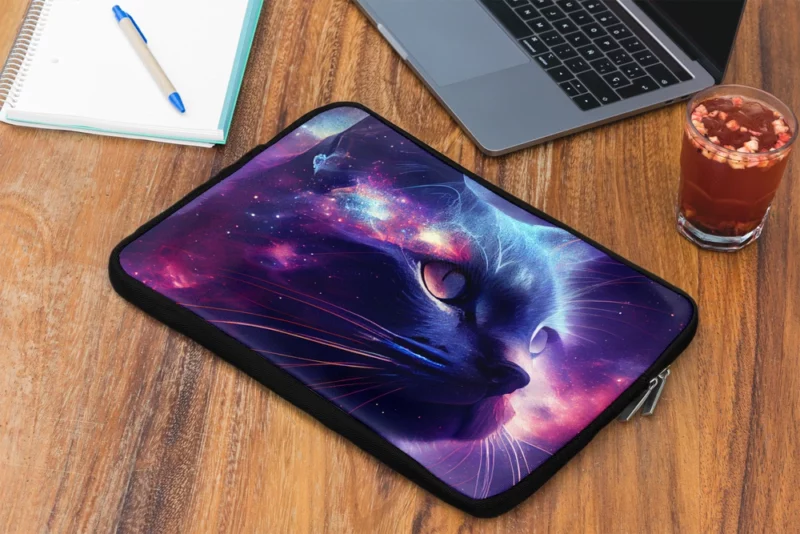 Cat in Night Sky Art Laptop Sleeve 2