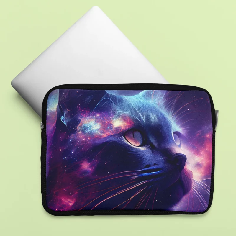 Cat in Night Sky Art Laptop Sleeve