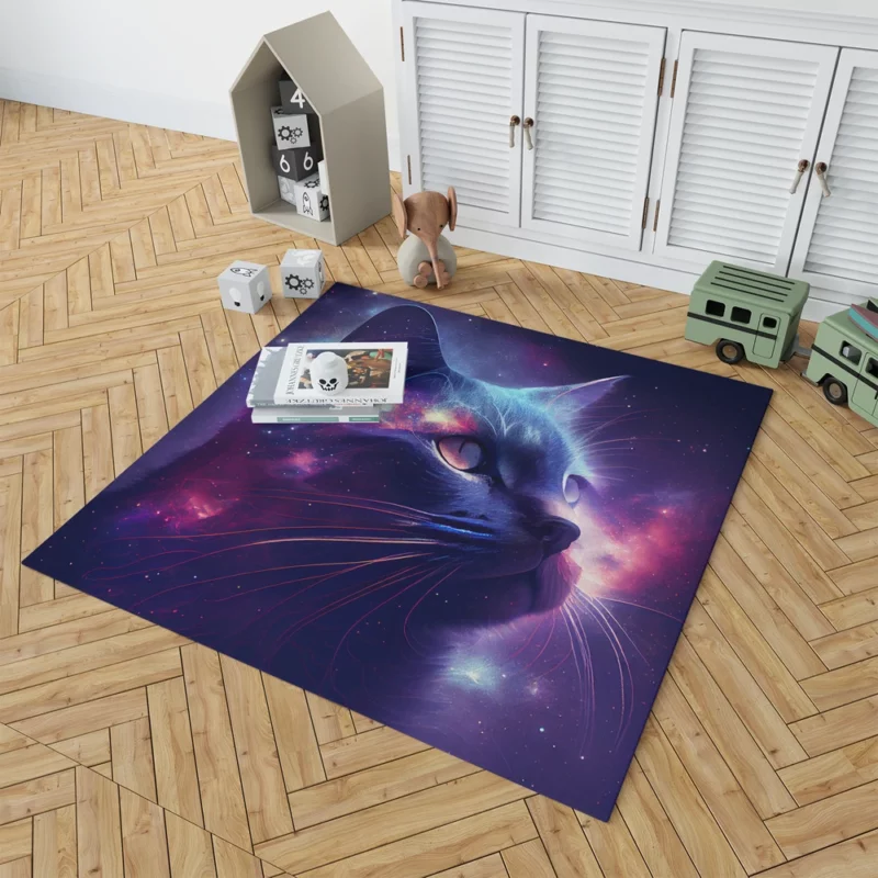 Cat in Night Sky Art Rug 1