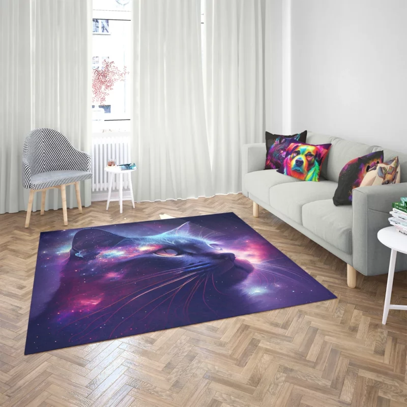 Cat in Night Sky Art Rug 2