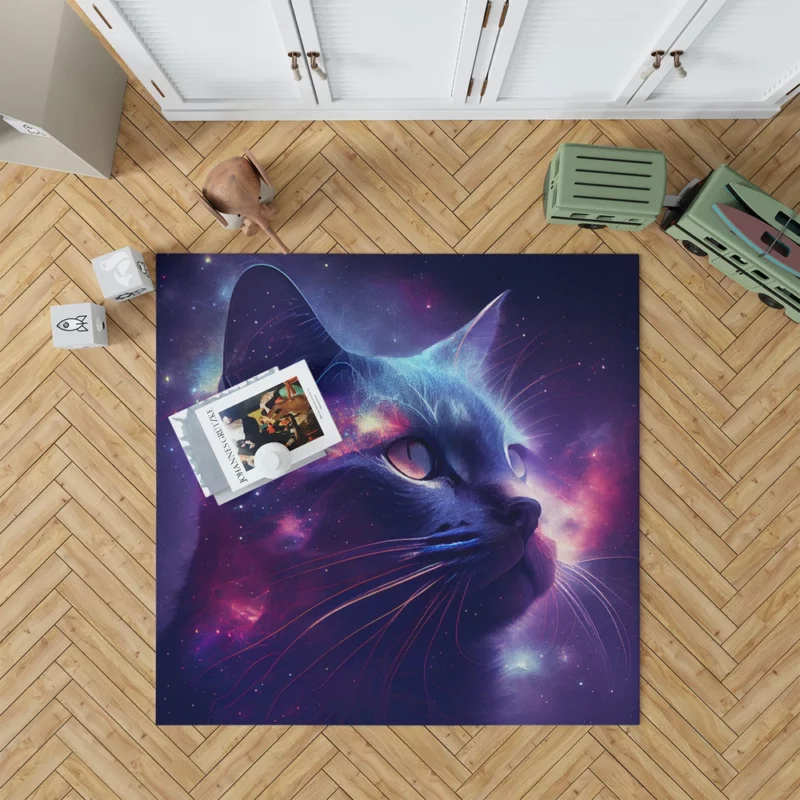 Cat in Night Sky Art Rug