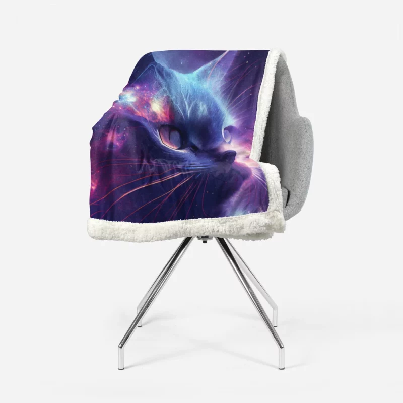 Cat in Night Sky Art Sherpa Fleece Blanket 1