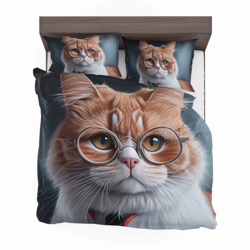 Cat with Glasses and Tie Bedding Set 2