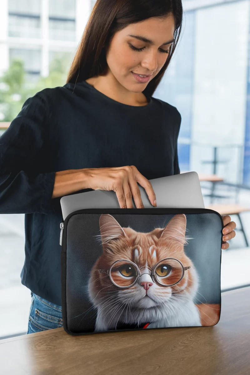 Cat with Glasses and Tie Laptop Sleeve 1