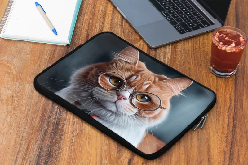 Cat with Glasses and Tie Laptop Sleeve 2