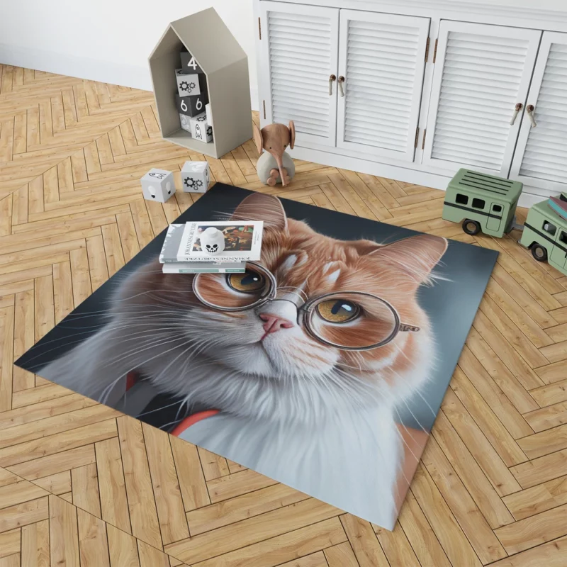 Cat with Glasses and Tie Rug 1