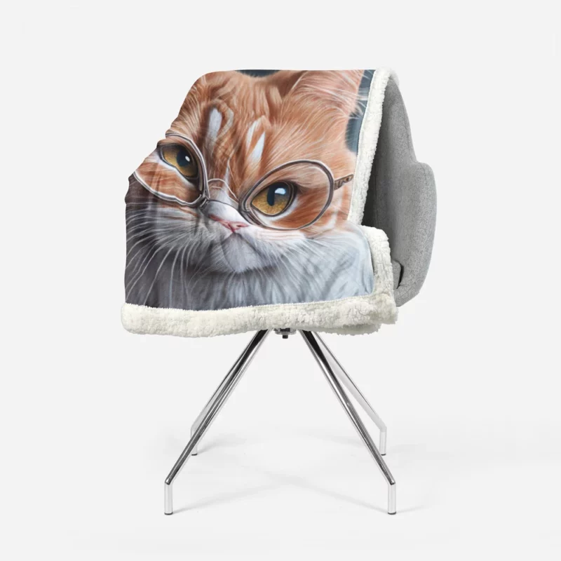 Cat with Glasses and Tie Sherpa Fleece Blanket 1