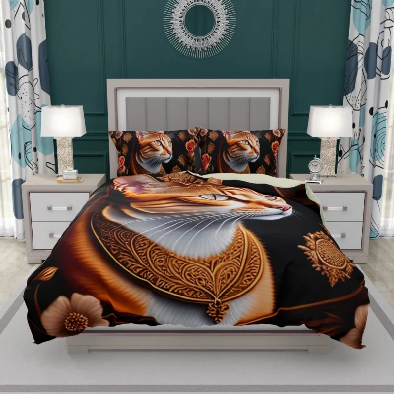 Cat with Golden Accents Bedding Set 1