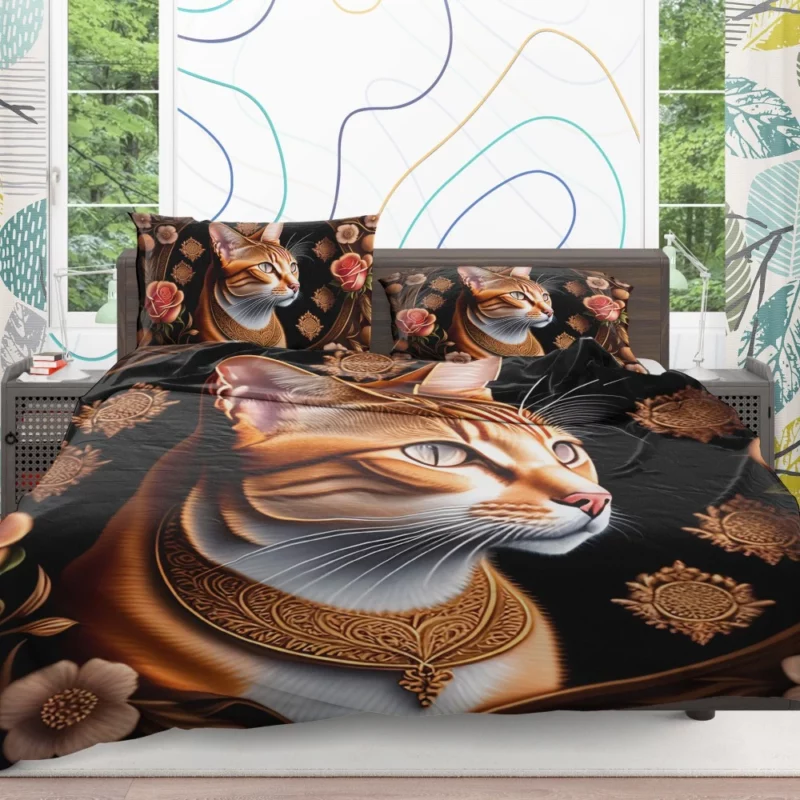 Cat with Golden Accents Bedding Set