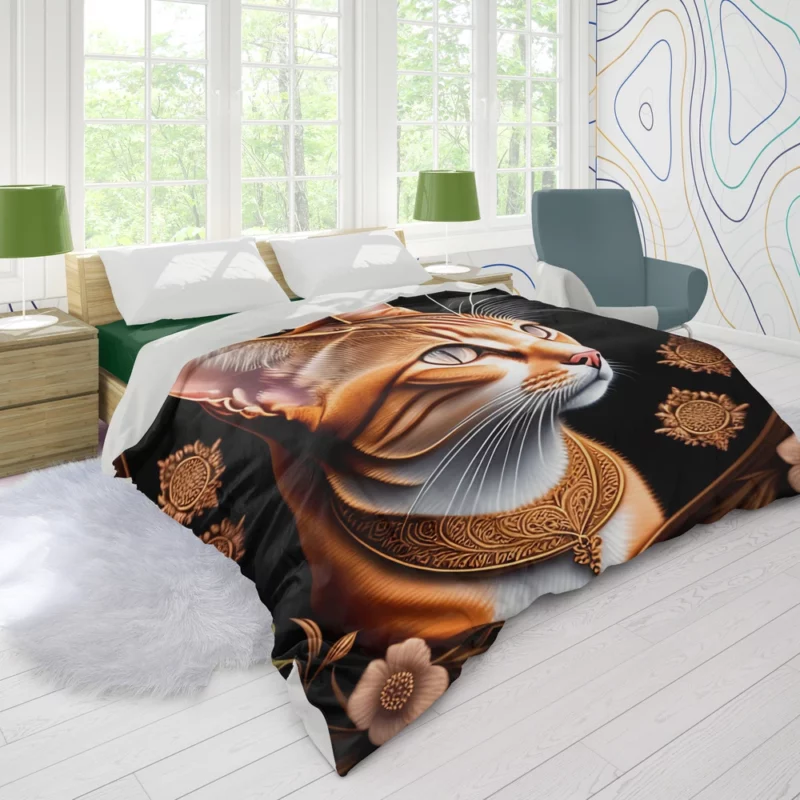 Cat with Golden Accents Duvet Cover