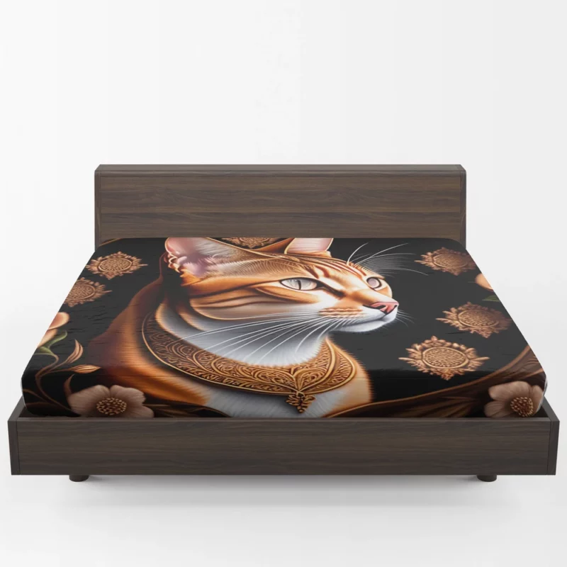 Cat with Golden Accents Fitted Sheet 1