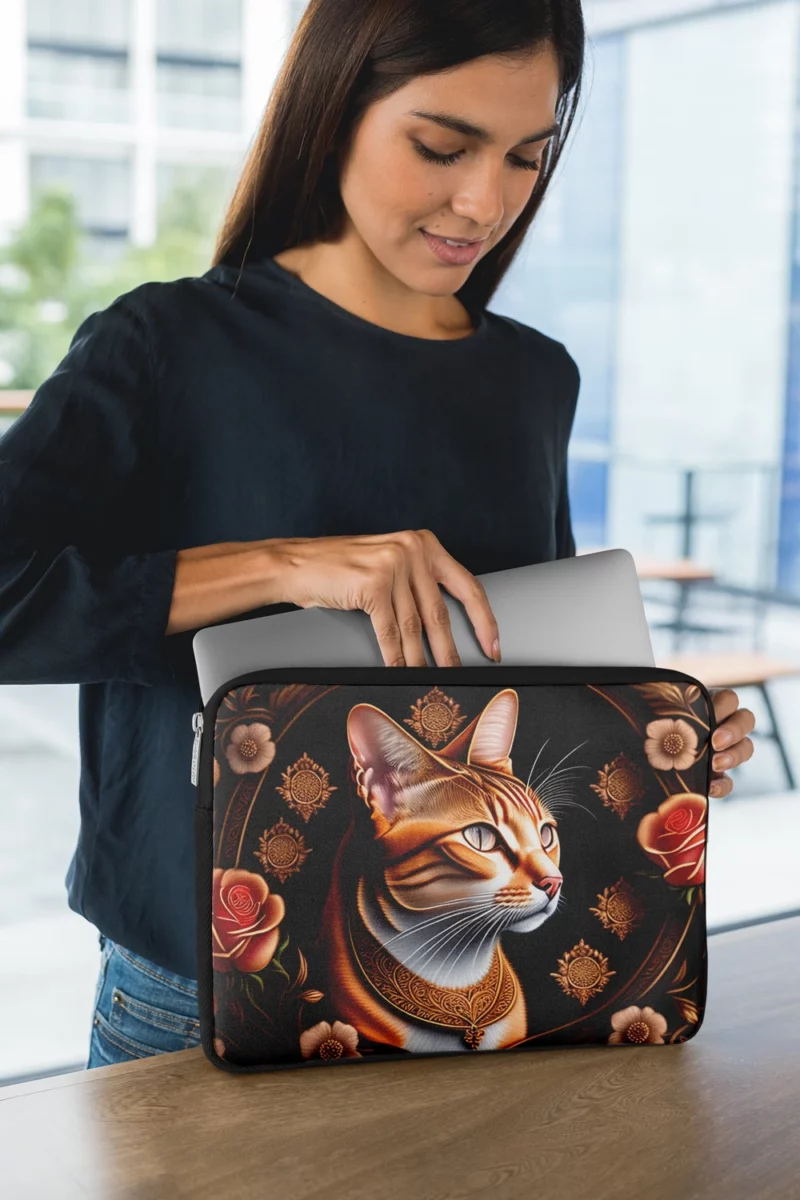 Cat with Golden Accents Laptop Sleeve 1