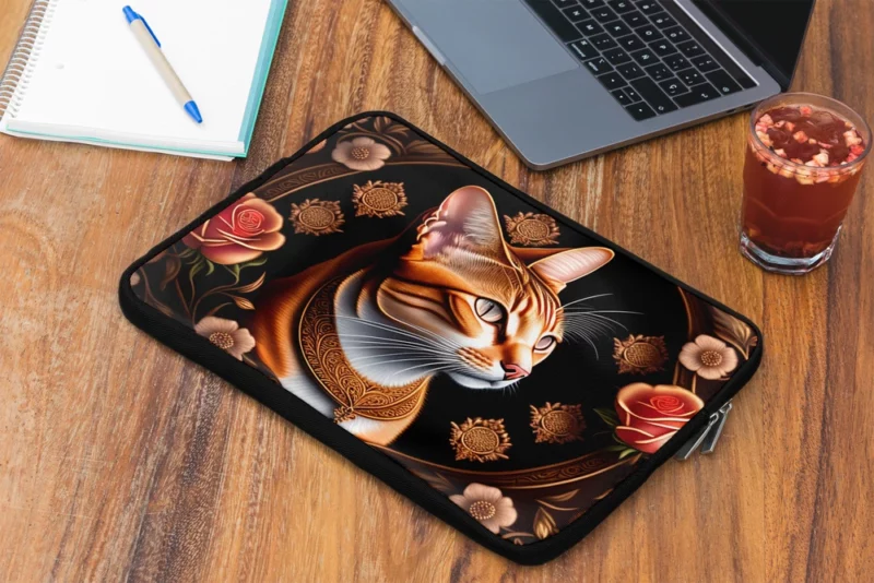 Cat with Golden Accents Laptop Sleeve 2