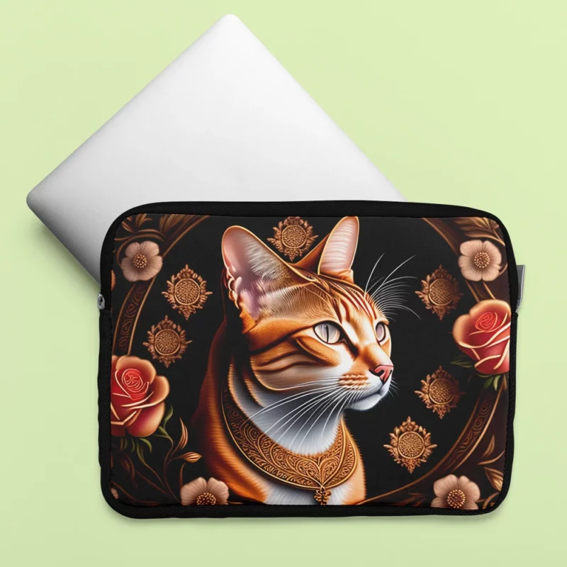 Cat with Golden Accents Laptop Sleeve