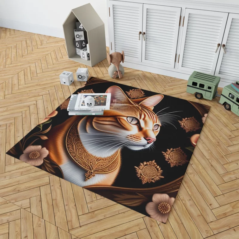 Cat with Golden Accents Rug 1