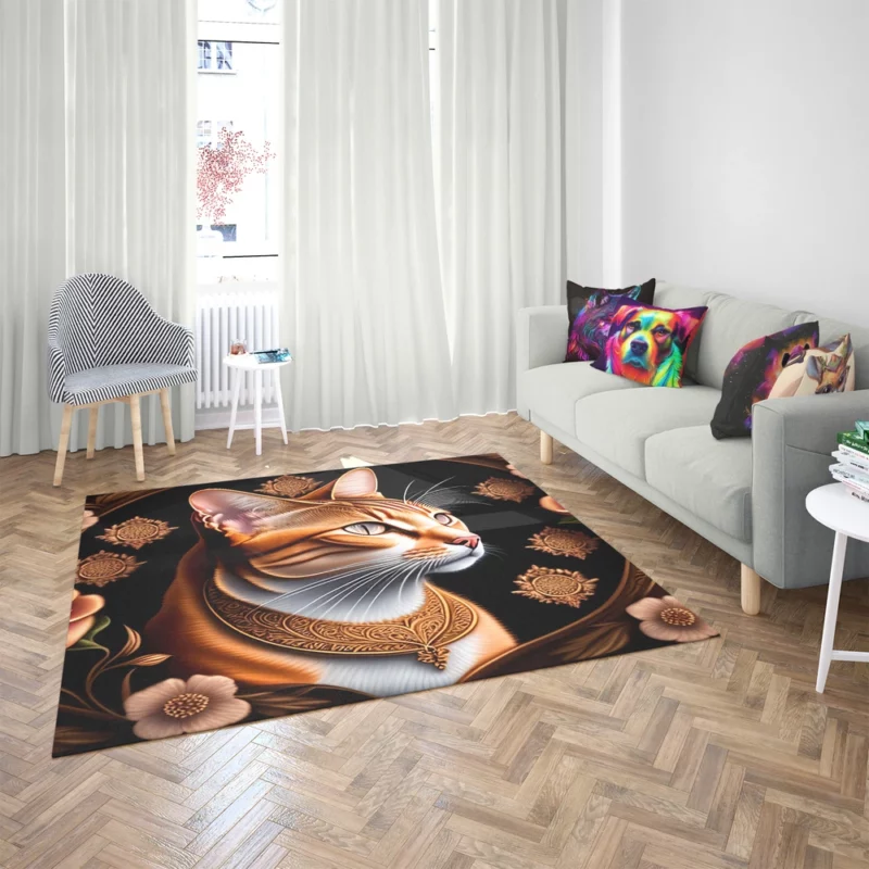 Cat with Golden Accents Rug 2