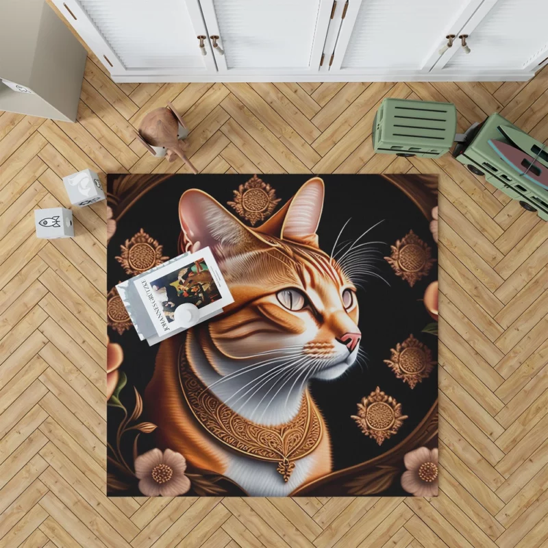 Cat with Golden Accents Rug