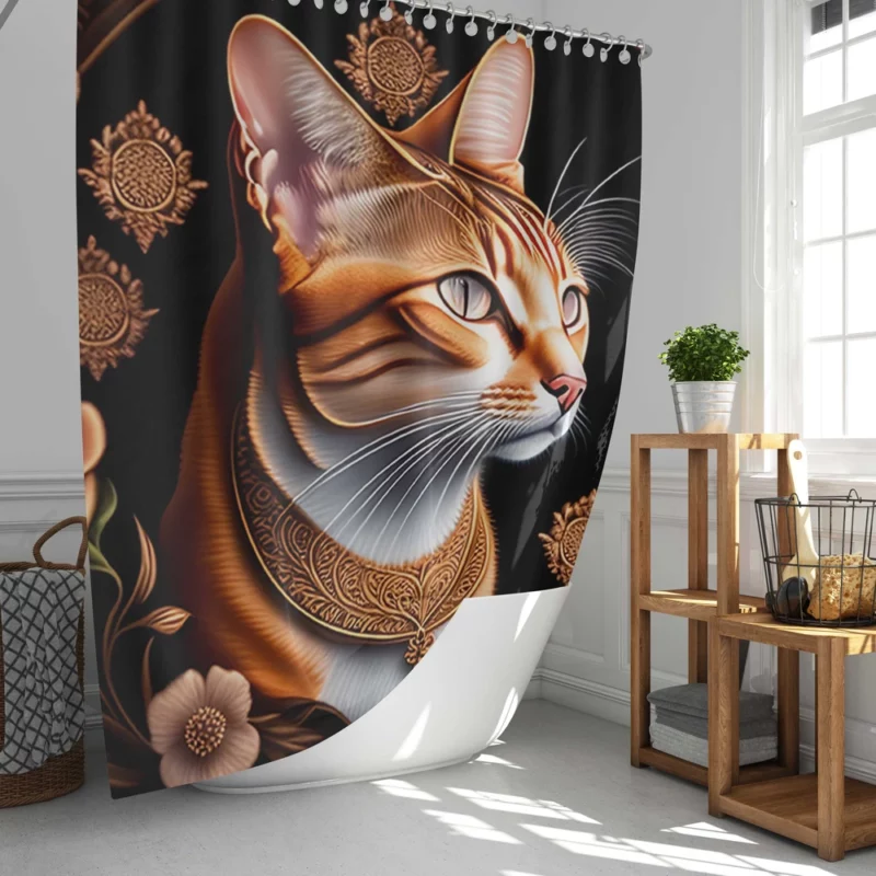 Cat with Golden Accents Shower Curtain