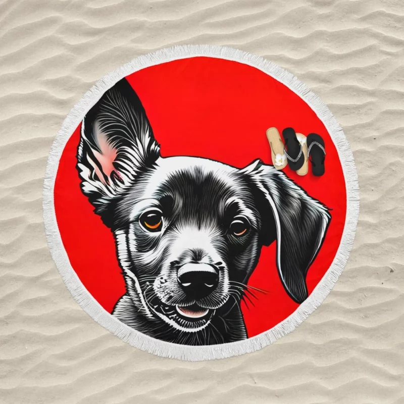 Charming Little Pooch Round Beach Towel