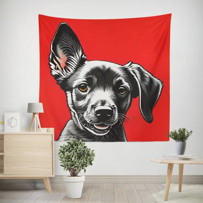 Charming Little Pooch Wall Tapestry