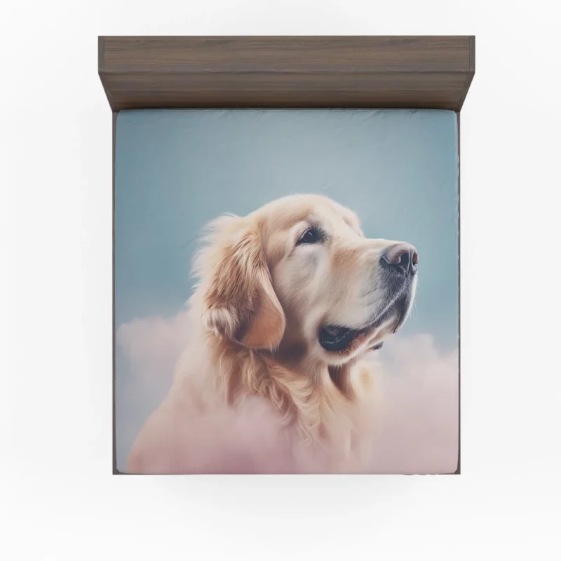 Cloudy Dog Background Fitted Sheet