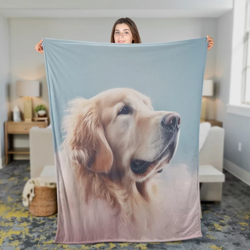 Cloudy Dog Background Fleece Blanket 2